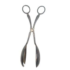 Sheffield Silver Plated Serving Tongs Fruit‎ Ice Salad 10" Metal Heavy Vintage